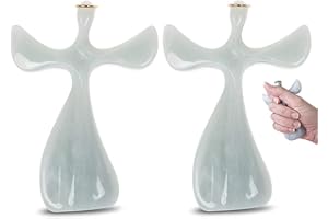 SOULSIO Soothe My Restless Soul Angel Prayer Cross- Faith Gifts For Women- Handheld, Comforting Design for Clutching, Clinging and Praying- Peaceful, Calming Bereavement Sympathy Gift- Marble Resin- 2 Pk