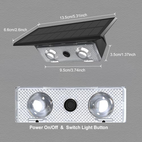 Bigzom Solar Outdoor Up and Down, Solar Lamps for Outdoor Wall 4 LEDs, Warm/Neutral/Cold Light, IP65 Waterproof Solar Lamp for Garden Balcony Terrace Stairs – Pack of 2