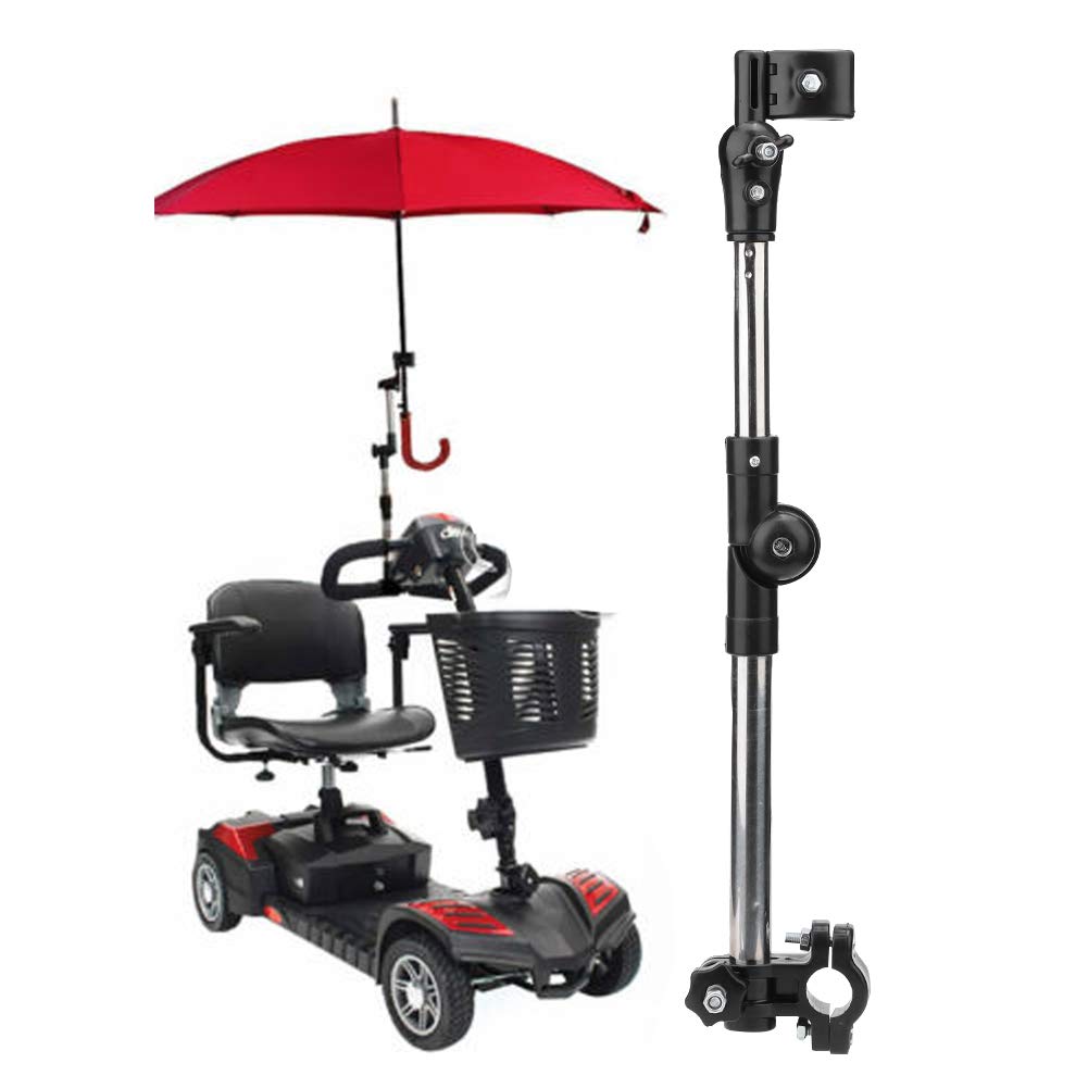 Photo 1 of Wheelchair Umbrella Holder, Wheelchair Stroller Bike Umbrella Attachment Handle Bar Holder Clamp Supporter Connector Adjustable Umbrella Holder for Wheelchairs Holding Umbrella