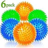 Squeaky Balls for Dogs Small, Fetch Balls for Dogs Rubber 6 Pack Bright Colors TPR Dog Toy Balls Dog Squeaky Toys Spike Ball Dog Chew Toys for Small Dogs Puppy Teething Toys