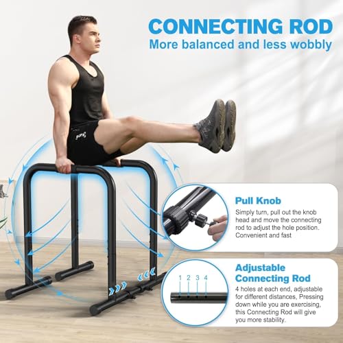 Adjustable Dip Bar Station, Heavy Duty Parallette & Parallel Bars, 400LBS Stable Dip Stands for Home Gym, Calisthenics & Upper Body Workout Equipment
