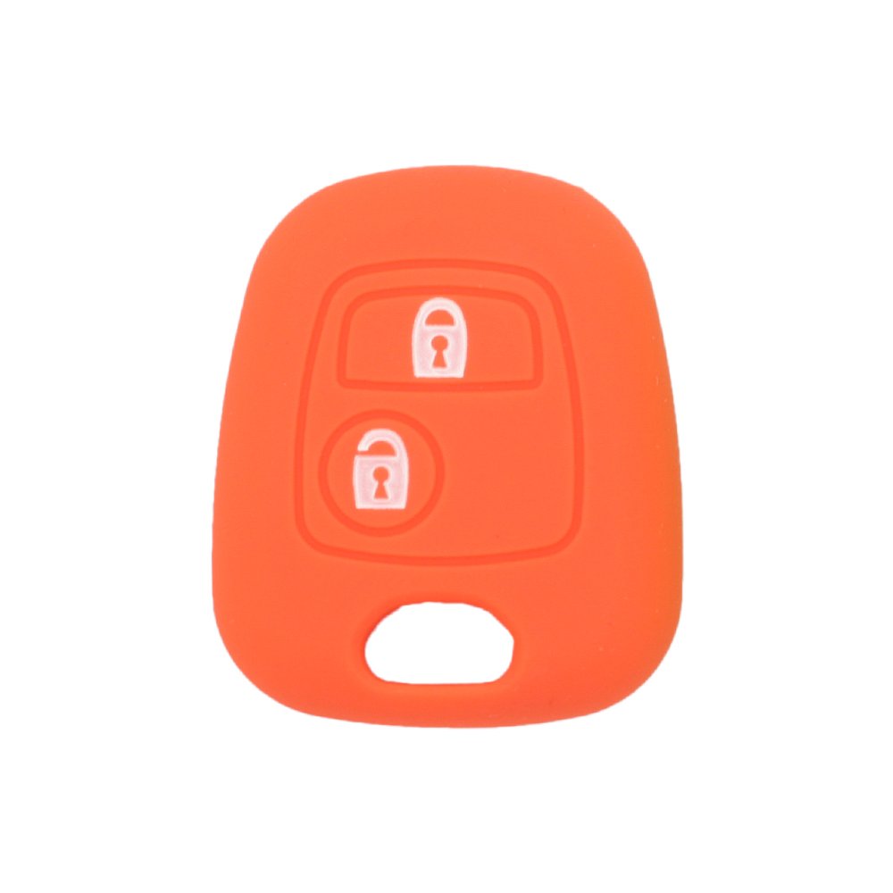 BROVACS Silicone Cover Protector Case Holder Skin Jacket Compatible with PEUGEOT CITROEN 2 Button Remote Key Fob CV9304 Orange