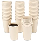 JAYEEY Bamboo Fiber 120 Count 16 oz Disposable Light Brown Paper Coffee Cups, Perfect for Hot Drinks
