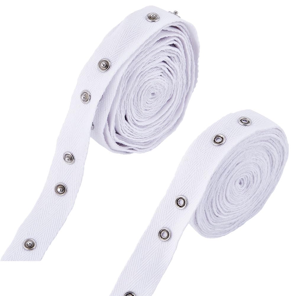 GORGECRAFT 5 Yards Metal Snap Tape White Sewing Tape Snaps Button Trim Sets Soft Cloth Sewing Fastener Press Strips Stud Bottons Polyester Rolls for Sew on DIY Clothes Replacement Accessories