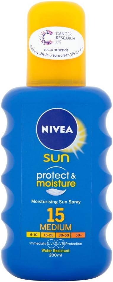 NIVEA SUN Spray SPF15 200ml Sunscreen Protection Broad Spectrum UVA UVB