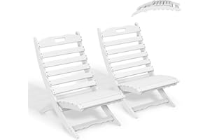 GREENVINES Folding-Xavier-Chairs Set of 2 | Wave | Portable Adirondack-Chair | HDPE Plastic | All Weather Fire-Pit Chair | White | for Beach Outdoor Deck Poolside Garden Patio Porch Fishing
