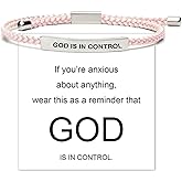 Long tiantian God is in Control Bracelet for Women Inspirational Bracelets Handmade Adjustable Braided Rope Engraved Motivational Bracelet Jewelry Gifts for Birthday Halloween