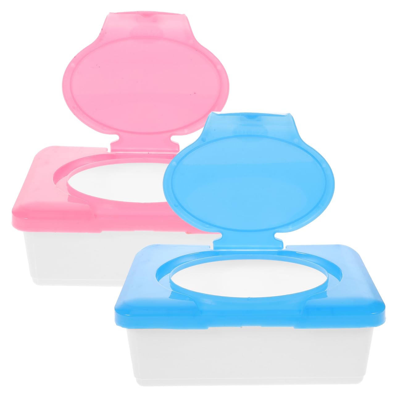 HEALLILY 2Pcs Baby Wet Tissue Box：Baby Wipe Dispenser Storage Box Wet Wipe Case Container for Inside Home Travel (Pink +Blue)