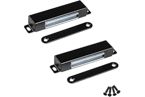 WOOCH Door Magnetic Catch - 90lb High Magnetic Stainless Steel Heavy Duty Catch for Kitchen Bathroom Cupboard Wardrobe Closet Closures Cabinet Door Drawer Latch (3.7 in Black, 2-Pack)