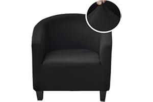 CRFATOP Soft Club Chair Slipcover Stretch Barrel Chair Covers Printed Tub Chair Slipcovers Round Couch Covers Spandex Armchair Sofa Cover Removable Furniture Protector for Living Room,Black