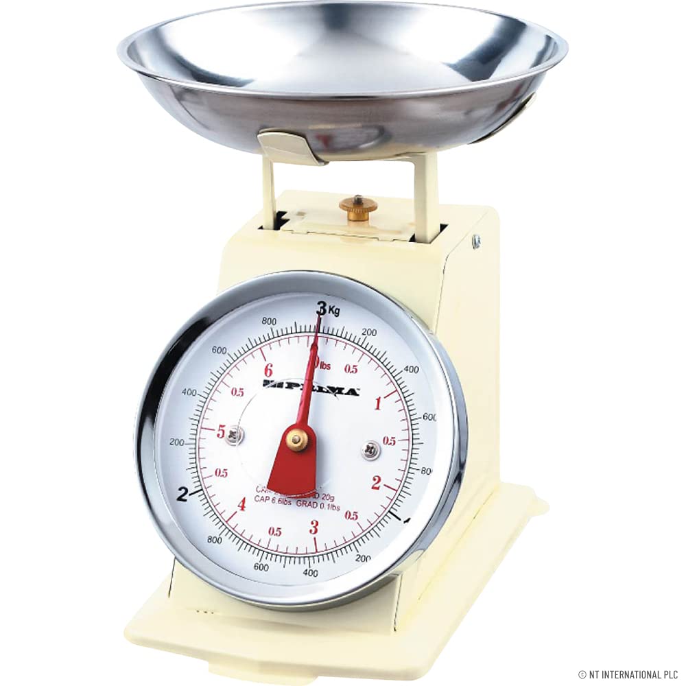 New 3KG Traditional Weighing Kitchen Scale Bowl Retro Scales Mechanical Vintage (Cream)