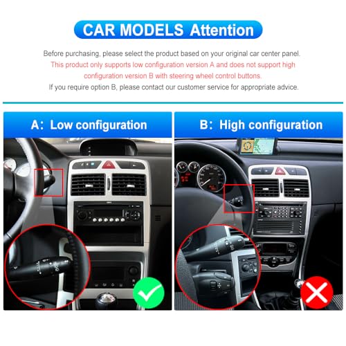 4G+64G Car Radio for Peugeot 307/307CC/307SW 2002-2013 9 Inch Android Radio with Carplay Wireless Android Auto Mirror Link GPS Navi Bluetooth WiFi/FM/RDS/EQ/SWC/USB Steering Wheel Controls Rear View Camera