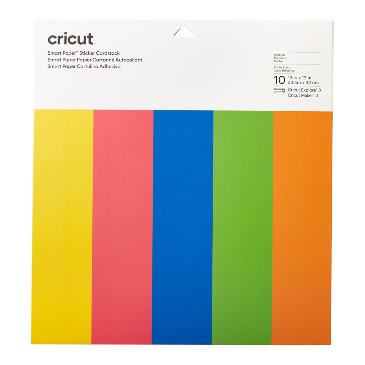 Cricut Smart Paper Sticker Cardstock | 10 Sheets | 33cm x 33cm | Bright Bows