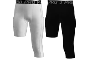 YUSHOW 2 Pack Boys Compression Pants One Leg 3/4 Leggings Athletic Sports Youth for Basketball Soccer Tights Kids Base Layer