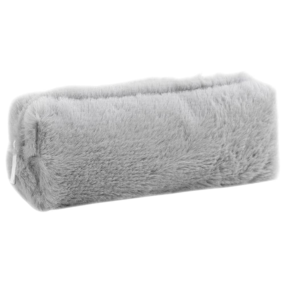 tooloflife BETOOL Plush Pencil Case, Fluffy Stationery Cover Cute Makeup Pouch Holder Teen Girls Boys Students Storage Bag for Coin Purse Pencil Cosmetic(Gray)