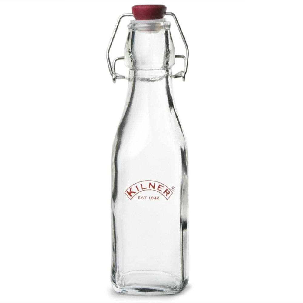 Kilner Square Glass Clip Top Bottle, 0.25 L Transparent