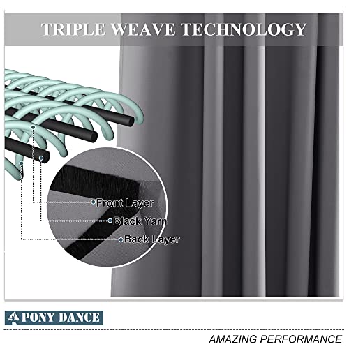 PONY DANCE Bedroom Curtains, Opaque, Grey, Set of 2, H 175 x W 140 cm, Thermal Curtains, Cold Protection, Winter Blackout Curtains, Eyelets, Thermal Curtains, Thermal Insulating