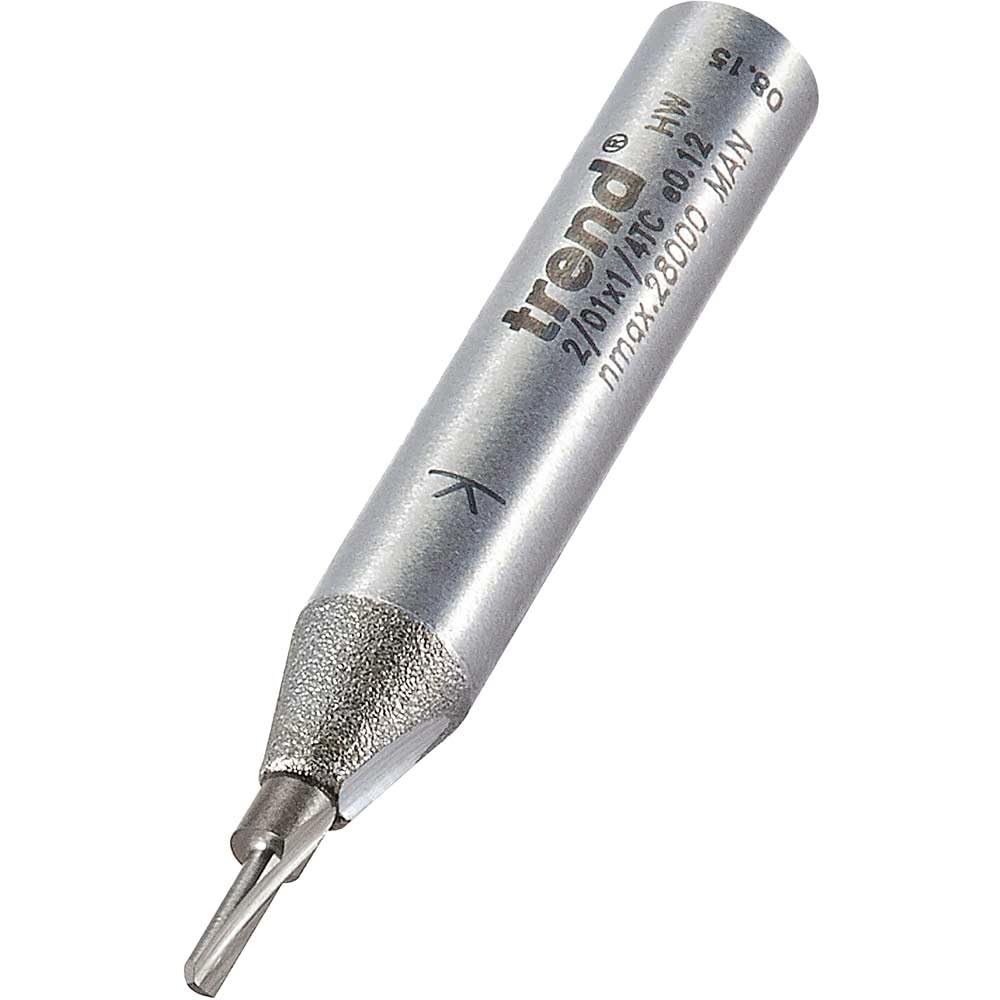 Trend Professional Single Flute Router Cutter, 1/4 Inch Shank, 1.5mm Cut Diameter, 6mm Cut Length, Tungsten Carbide Tipped, 2/01X1/4TC
