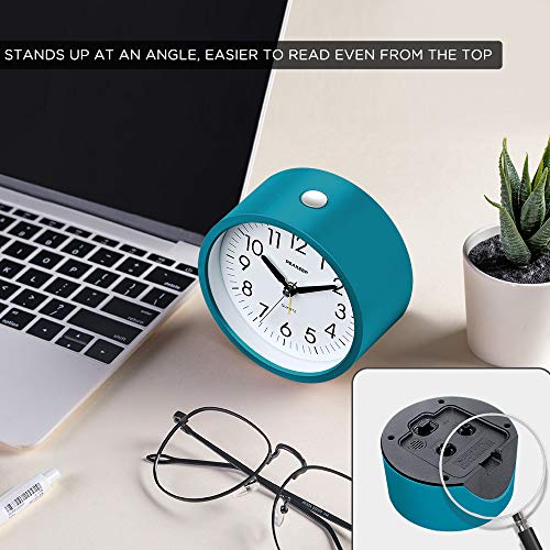 Peakeep Battery Operated Alarm Clock Silent Non Ticking, Gentle Wake