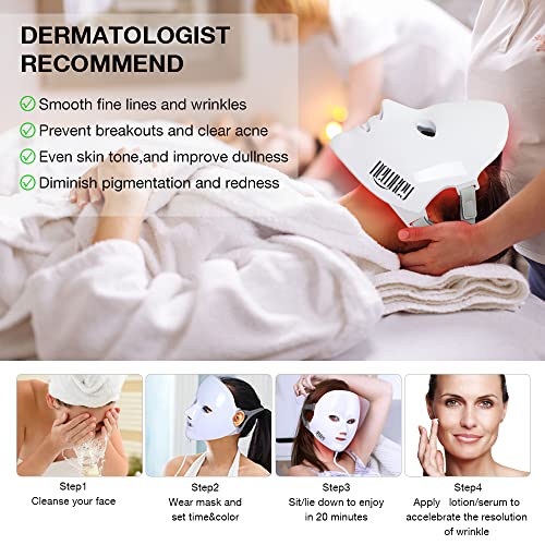 NEWKEY Red Light Therapy for Face Wrinkles, LED Face Mask Light Therapy