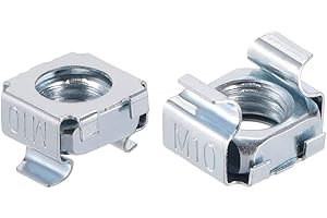 uxcell M10 Cage Nuts for Server Rack Cabinet, Carbon Steel Zinc Plated, 10 Pcs