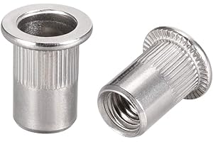 uxcell M8 304 Stainless Steel Rivet Nuts Flat Head Insert 10 Pcs