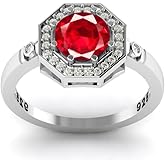 LMDPRAJAPATIS 7.25 Carat Natural Ruby Gemstone Halo Engagement Silver Ring For Women's