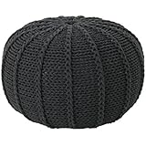 Christopher Knight Home Agatha Knitted Cotton Pouf, Dark Grey