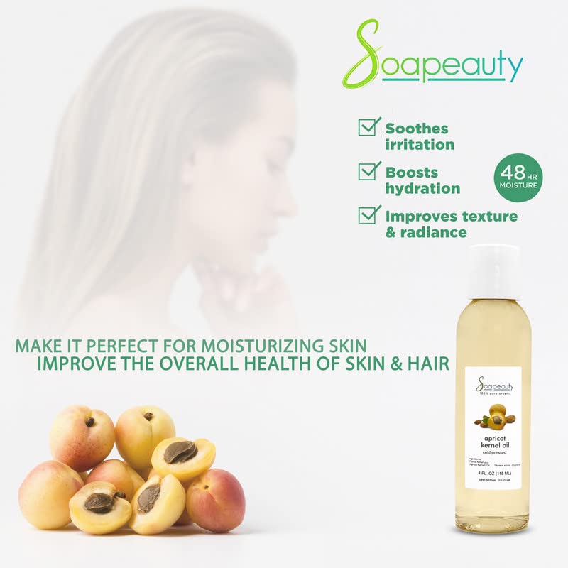 Soapeauty Apricot Kernel Oil Cold Pressed 100 Pure Natural Apricot Oil for Skin, Face, Hair