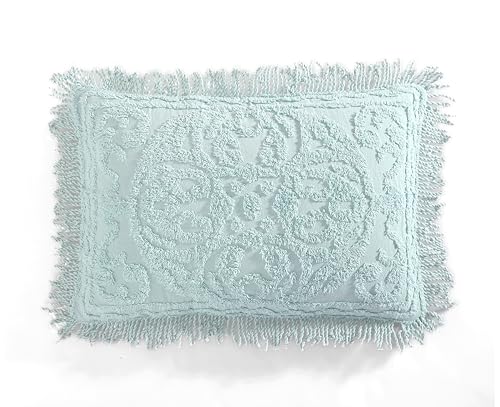 Beatrice Home Fashions Medallion Chenille Bedspread, Standard Sham, Blue