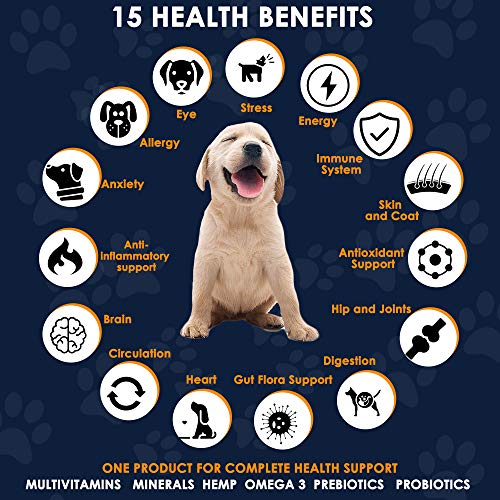 15in1 Dog Vitamins Chewable Multivitamins for Dogs with Probiotics
