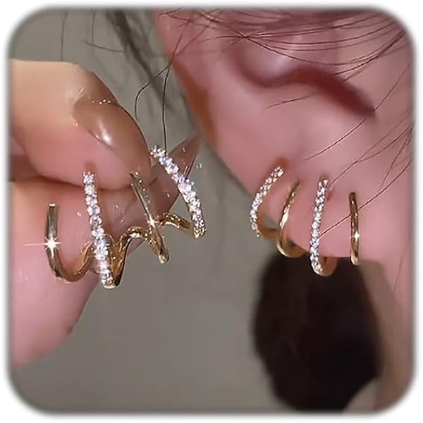 Cat Claw Earrings With Zircon - Illusion Multiple Piercing Look Gold Hoop Stud Earrings