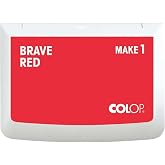 COLOP Make 1 Ink Stamp Pad, Non-Toxic, 3.5" x 1.94", Brave Red | Premium Water-Based &amp; Acid-Free Non-Toxic Ink For Rubber Stamps, Craft Ink Pad For Card Making, Crafts, &amp; Scrapbooking