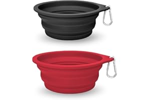 KLERROEM 2 Pack Collapsible Dog Travel Bowls (21oz/600ml), 100% Food Grade Silicone Integrated Molding, No Plastic Rim, Portable Pet Feeding Watering Dishes for Outdoors with Clasp, BPA Free
