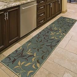Machine Washable Leaves Design Non-Slip Rubberback