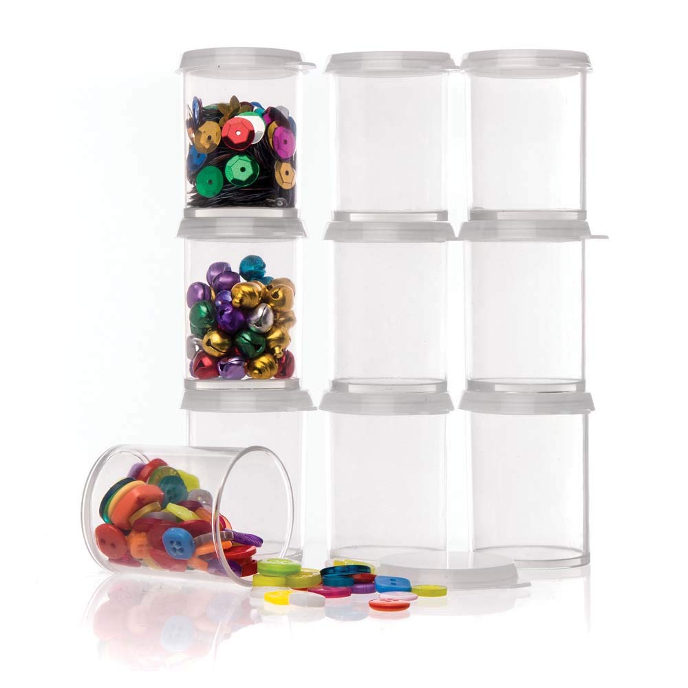 Baker Ross AR819 Storage Pots, Perfect For Keeping Your Essentials Organised, Ideal for Schools, Home, Craft Groups, Art Projects, Crafts and More (Pack of 10)