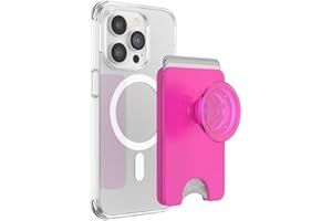 PopSockets Phone Wallet with Expanding Grip and Adapter Ring for MagSafe®, Phone Card Holder, Wireless Charging Compatible, Wallet Compatible with MagSafe® - Magenta