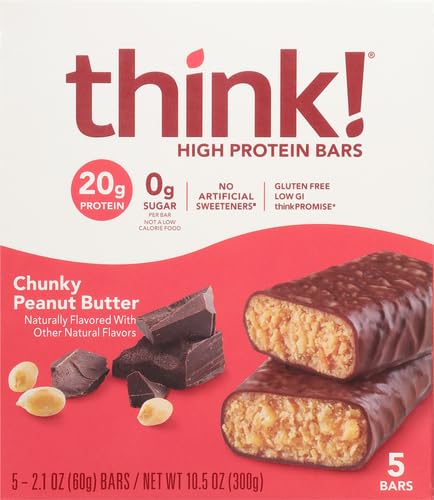 THINK THIN CHUNKY PEANUT BUTTER, 5 BARS