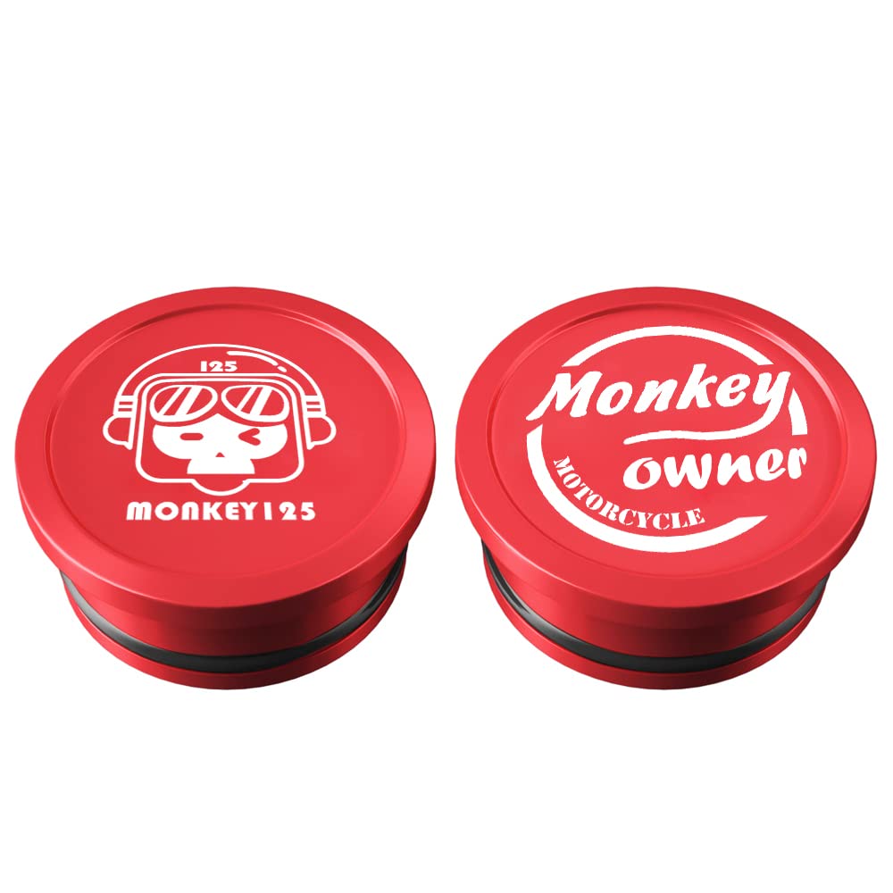 Photo 1 of 2Pcs Frame Caps Machined Aluminum-Laser Marking Compatible for Honda Monkey 125 Z125 (2018-2024), Frame Tube Hole Plugs, Motorcycle Dust Cap Badge Emblem, Red