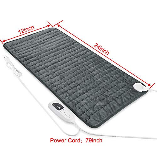 Heating Pad Electric Heat Pad, Hot Heated Pad,Moist Heat Heating Pad Moist and Dry Heat,Multiple Temp and Timer Settings (Gray green, 24"X12")