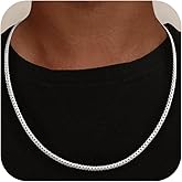 UPFAI S925 Sterling Silver Chain Necklace for Men, Sterling Silver Cuban Link Curb Chain Necklace for Women Men Jewelry Holiday Gift 18 20 22 24 Inch