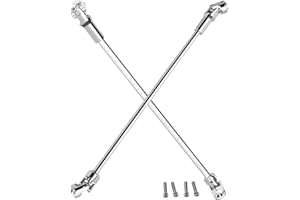 RCHuiWow RC Free to Cut Length Universal Driveshaft Upgrades Part for 1/10 RC Crawler SCX10 I II III TRX4 Capra,LCG DIY Stainless Steel Universal Joint Drive Shaft,2PCS,Silver