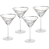 A CIVILIZED MAN Amalfi Triangular Glassware or Stemware with Gold Rims - Sets of 4 (Martini - S/4)