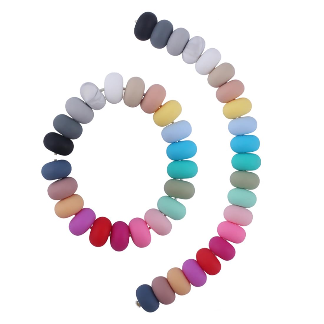 Photo 1 of Decoendiy 100Pcs Loose Silicone Abacus Beads 15mm, Flat Round Shaped Chunky Bead, Silicone Spacer Large Hole Rubber Beads, for Adults DIY Bracelets Crafts Supplies (Mix)