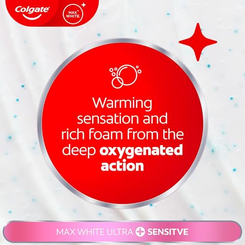 Colgate Max White Ultra + Sensitive Toothpaste 75ml | Clinically Proven 5x Whiter Teeth* and 24/7 Protection** for Sensitive Teeth