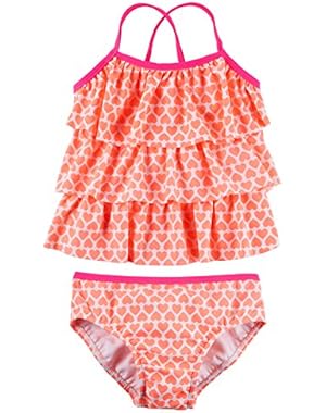 Baby Girl's Tiered Ruffle Tankini Set 18M Orange