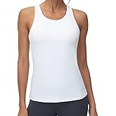 High Neck Workout Tank Tops Sports Bras for Women Full Coverage Tank with Built-in Shelf Bras Racerback Yoga Gym Shirt