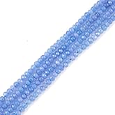 Adabele 27 Inch Natural Aquamarine Blue Quartz Healing Gemstone 4mm Small Faceted Rondelle Loose Beads Gem Stone Spacer (214-230pcs) for Jewelry Making GH1R-14