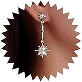 Sttiafay Vintage Crystal Starburst Drop Earrings Long Rhinestone Northstar Earrings Gold Cz Star Dangle Earrings Cz North Star Stud Earrings Jewelry for Women