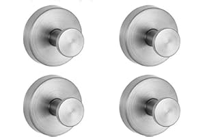 FABULETTA Shower Hooks for Glass Doors – Brushed Nickel Suction Cup Hooks for Towels, Robes & Loofahs; Non-Drill, Moisture-Re